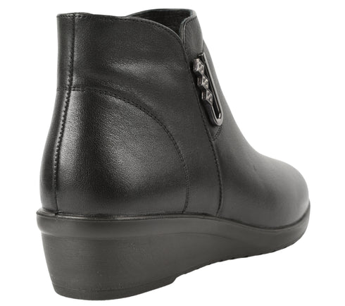 Ghete casual, dama, FORMAZIONE, 500-01 negru, piele naturala, platforma